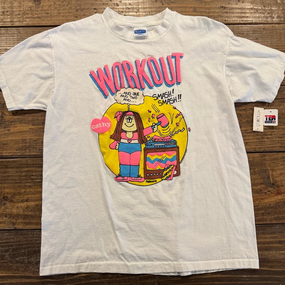 Vintage 1988 Cathy comic strip workout funny humor t-shirt XL Macy’s